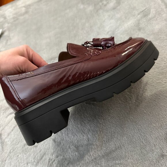 Naturalizer Nieves Chunky Platform Loafers Shoes Patent Leather Burgundy 8.5 - Picture 5 of 6